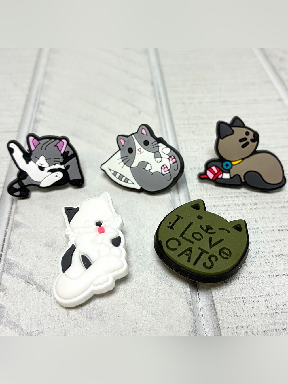 Cat Themed Shoe Charm Bundle 5 Pieces “I Love Cats” Cat Mom Fur Mama Pet Lover